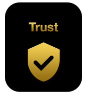 a gold shield with a check mark