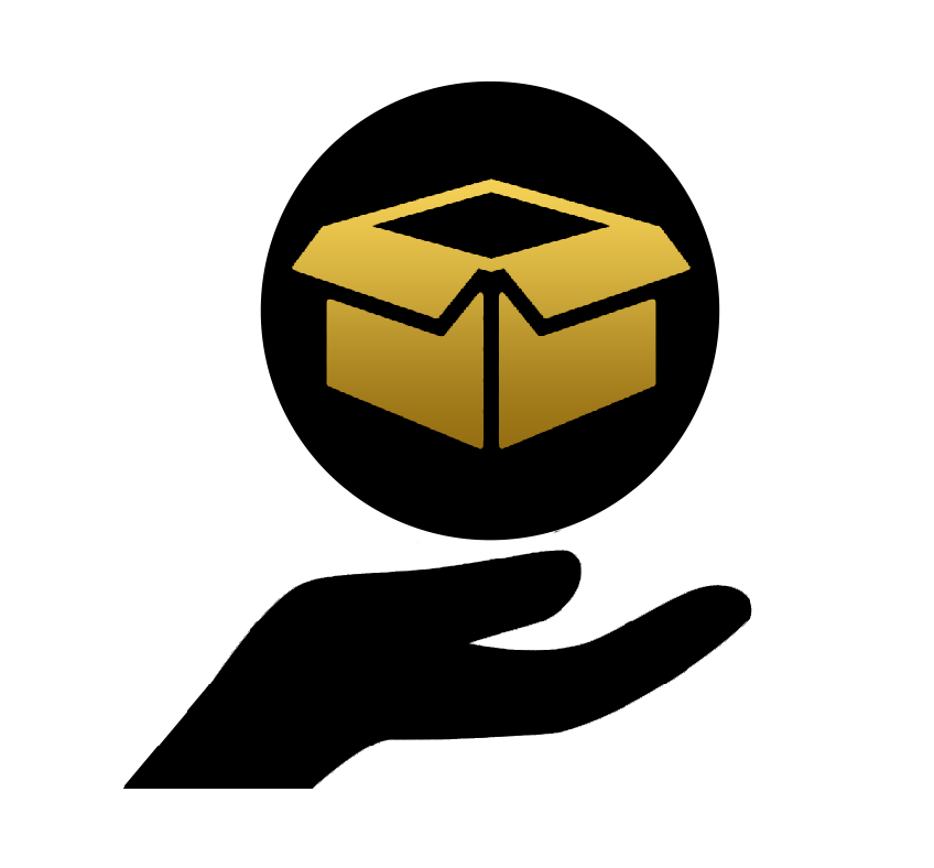 a gold box on a black background